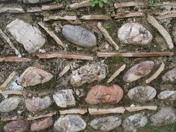 figured stones laid out