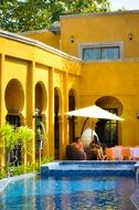 large pool in the courtyard of the palace