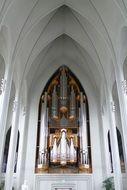 white organ in Church, Iceland, Reykjavik