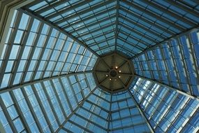 glass ceiling of dome in the building