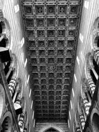 interior of the cathedral in Pisa in black and white image