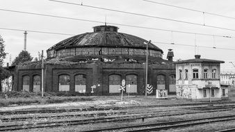 Black and white photo of Old Railway Station