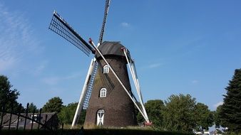 landscape of windmill amid beautiful scenery