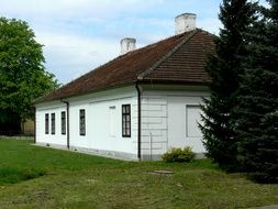 rural cottage next to green trees