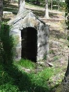 stone barn in the forest