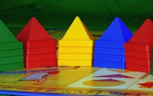 board game with colorful pyramids