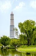 distant view of the high tower as a monument in washington