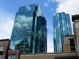 shiny skyscrapers in the city center