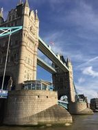 Tower Bridge in London under a blue sky