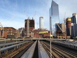 High Line City Park view of the Hudson Yard and new buildings under construction, usa, nyc