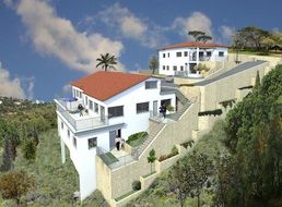 house design on a green hill