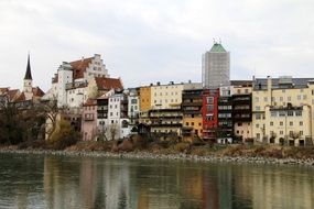 historic architecture by the river at Wasserburg Am Inn