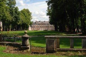 remote view of the manor in the park