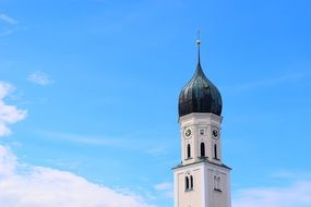 Church Steeple with clock at Blue Sky