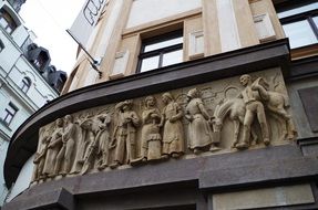 sculptures as a decoration of the facade in Prague