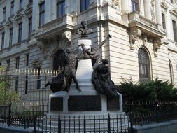 statues in the historic city center in romania