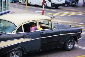 Vintage car on road