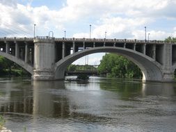 bridge over the mississippi river in a big city, minnesota