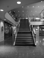 Black and white photo of the staircase