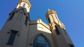 church building against the blue sky