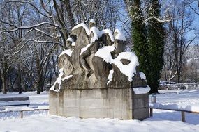 monument in the park during snow