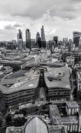 London Cityscape, top view, black and white, uk