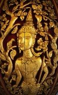 oriental deity, gilded carved wood, thailand