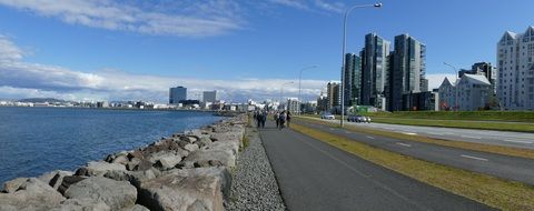 Landscape of promenade in Reykjavik in Iceland
