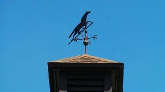 Black Weather Vane against the blue sky