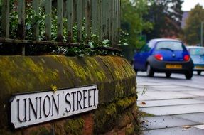 sign on the city street