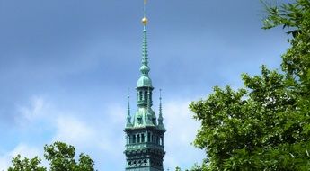 the spire of the town hall in hamburg