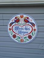 colorful inscription "bless this house" on a house in Pennsylvania