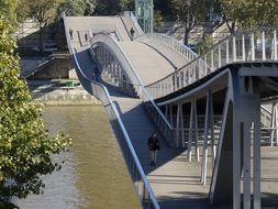 panorama of an unusual bridge over the Seine