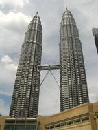 Petronas Towers at clouds, malaysia, kuala lumpur