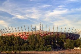 distant view of the national stadium in Warsaw