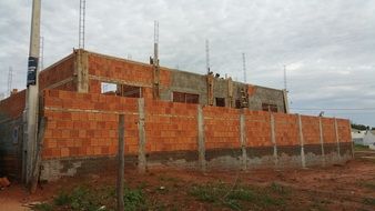 Construction of the building made of bricks