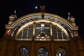 railway station building at night