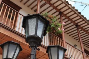 vintage street Lantern in front of Balcony