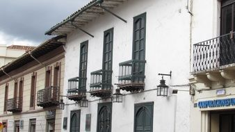 building facade with balconies in ecuador