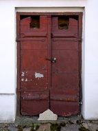 red old door in the house