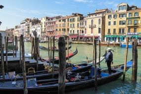 gondolas on the main canal in Venice