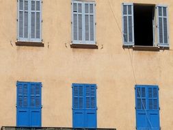 open window on the facade of the building