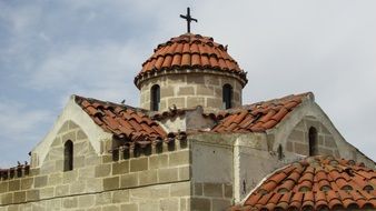tiled roof of an orthodox church in Ayios Ionas