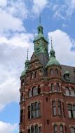 Colorful Hamburg Kontor Home at blue sky with white clouds