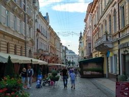 pedestrian street in the city chernivtsi