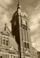 Sepia clock tower
