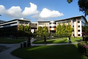 park near the modern building