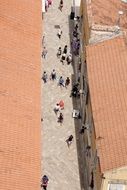 from above of narrow street and buildings