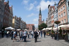 tourists in Old Town on Long Market, poland, GdaÅsk