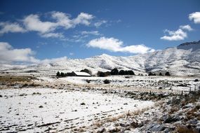 mountain tops in the snow